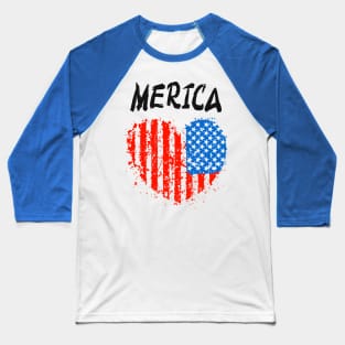 Merica Grunge Vintage Heart Patriotism Baseball T-Shirt